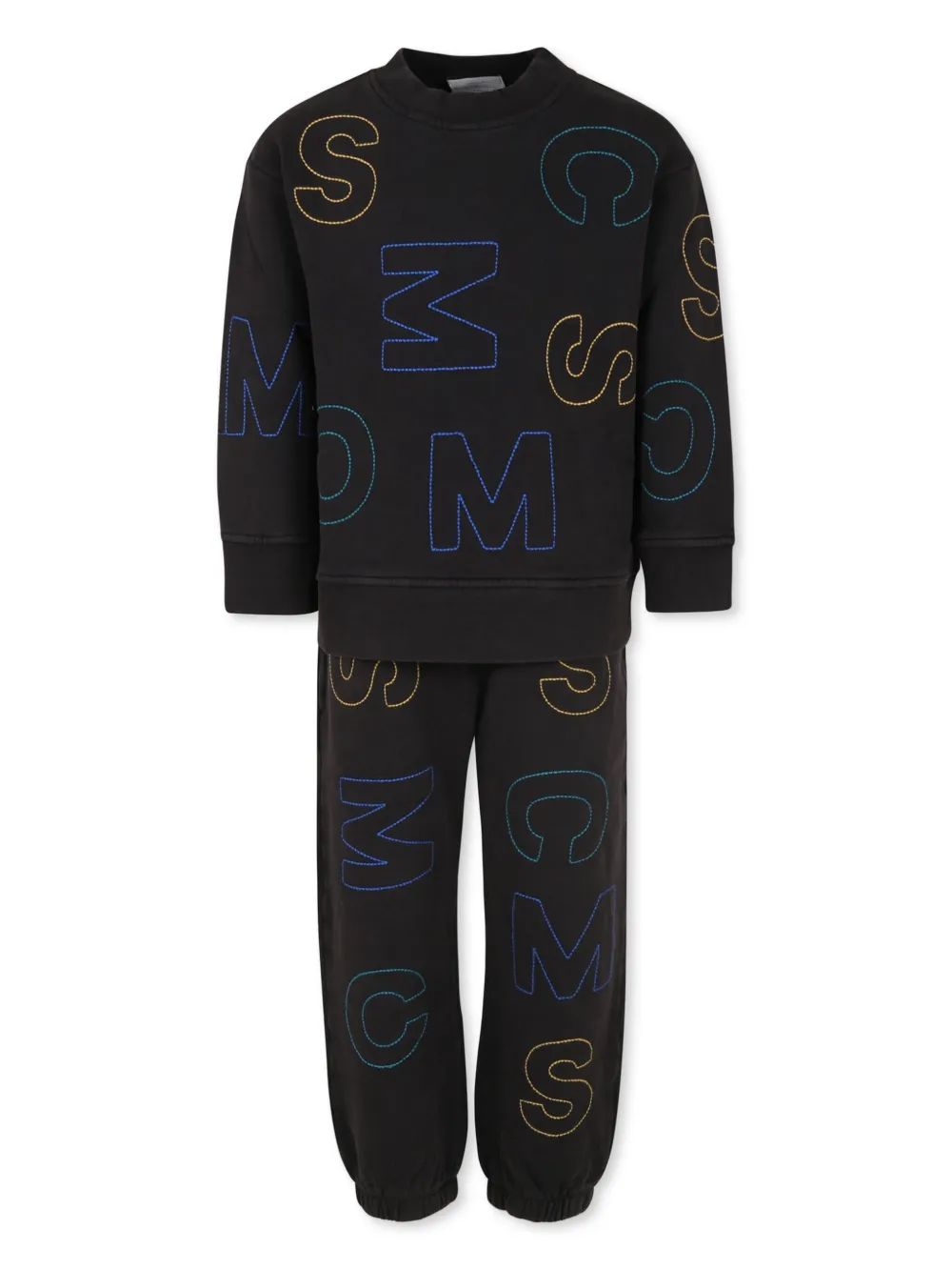 Stella Mccartney Kids' All-over Logo Cotton Tracksuit In Black