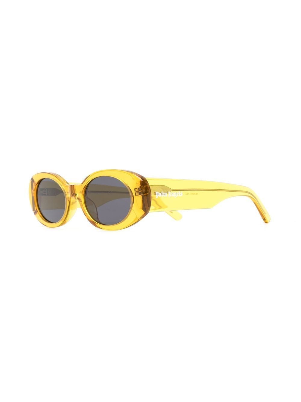 Shop Palm Angels Eyewear Spirit Oval-frame Sunglasses In 1807 Crystal Yellow Dark Grey