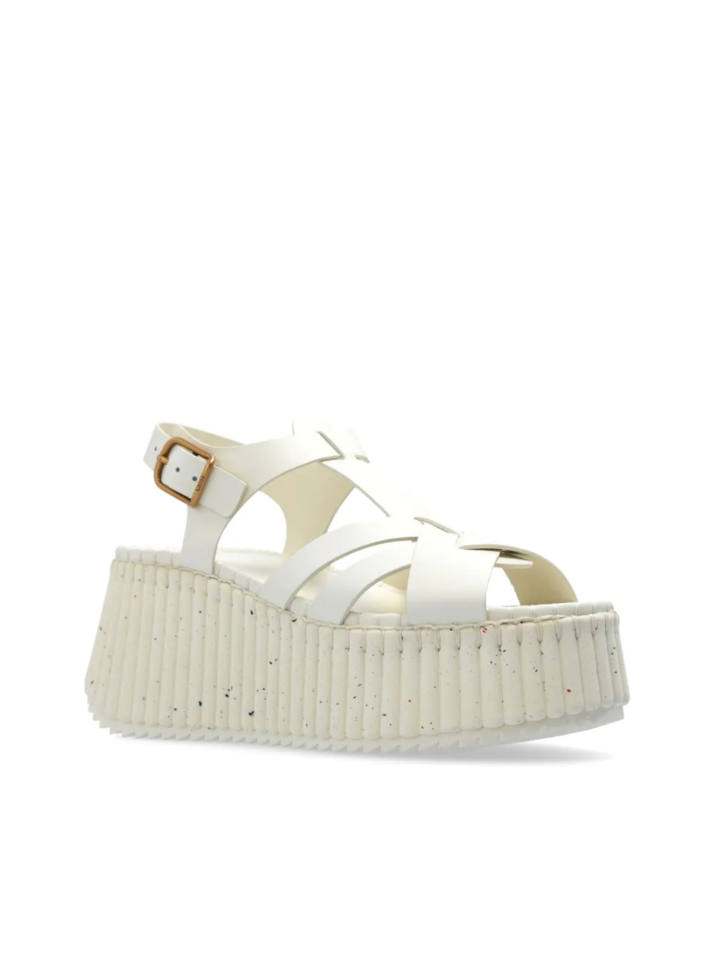Chloé Leren sandalen met plateauzool Wit