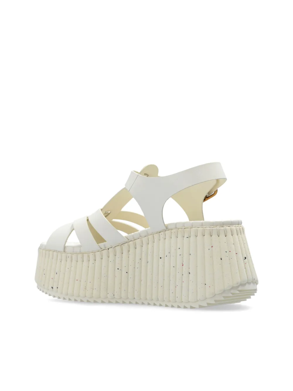 Chloé Leren sandalen met plateauzool Wit