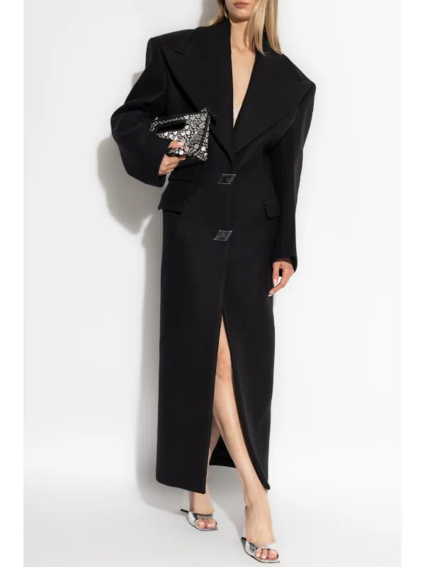 The Attico Wool Maxi Coat | Black | FARFETCH JO
