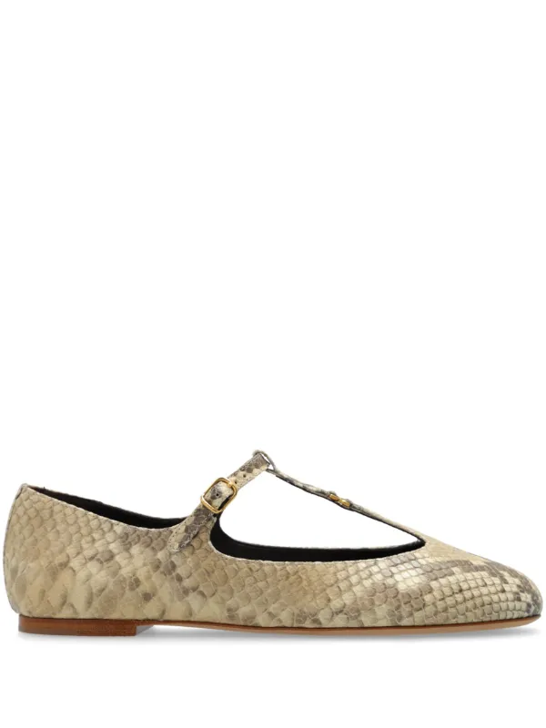 Chloe Marcie T bar Ballet Pumps Neutrals FARFETCH LB