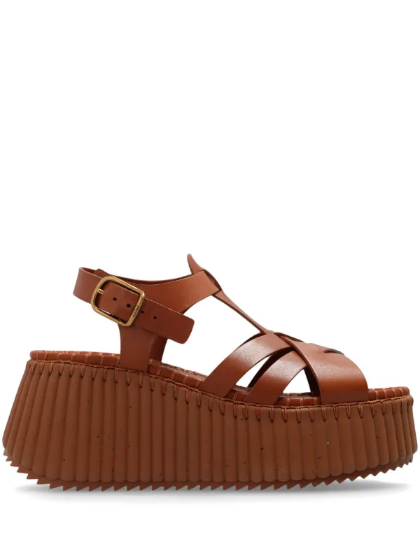Chloé Leather Platform Sandals Brown FARFETCH PH