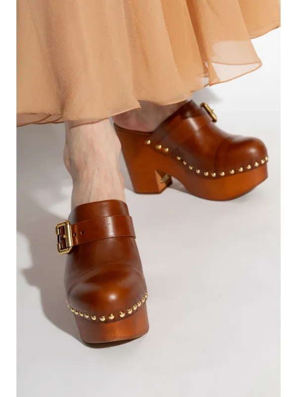 【関税込み】Chloe ブラウン Jeanette ウェッジ ミュール Chloé 120mm Jeanette Mules | Brown | FARFETCH