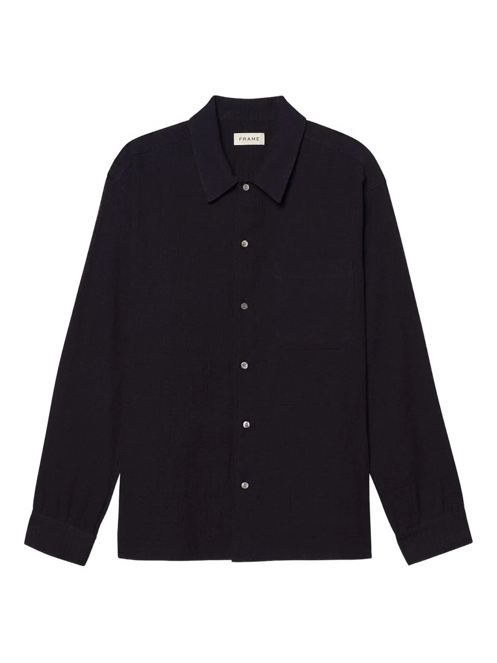 Frame Waffle-textured Long-sleeve Shirt In Blue
