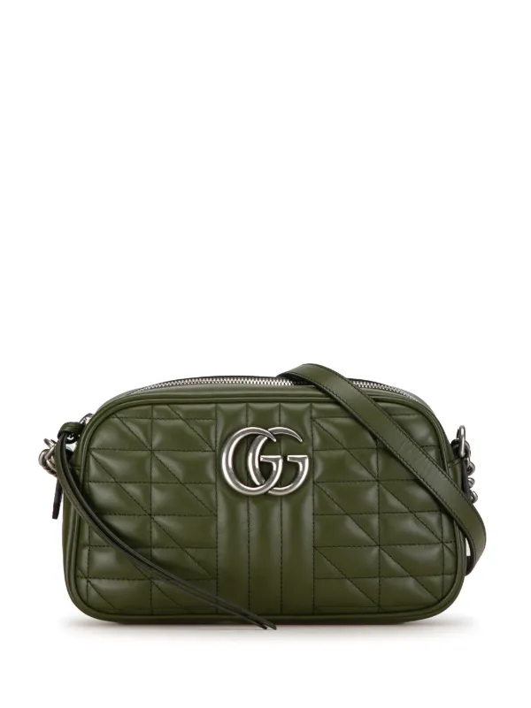 Gucci Pre Owned 2016 2023 Small GG Marmont Aria Matelasse Camera Crossbody Bag Green FARFETCH AE