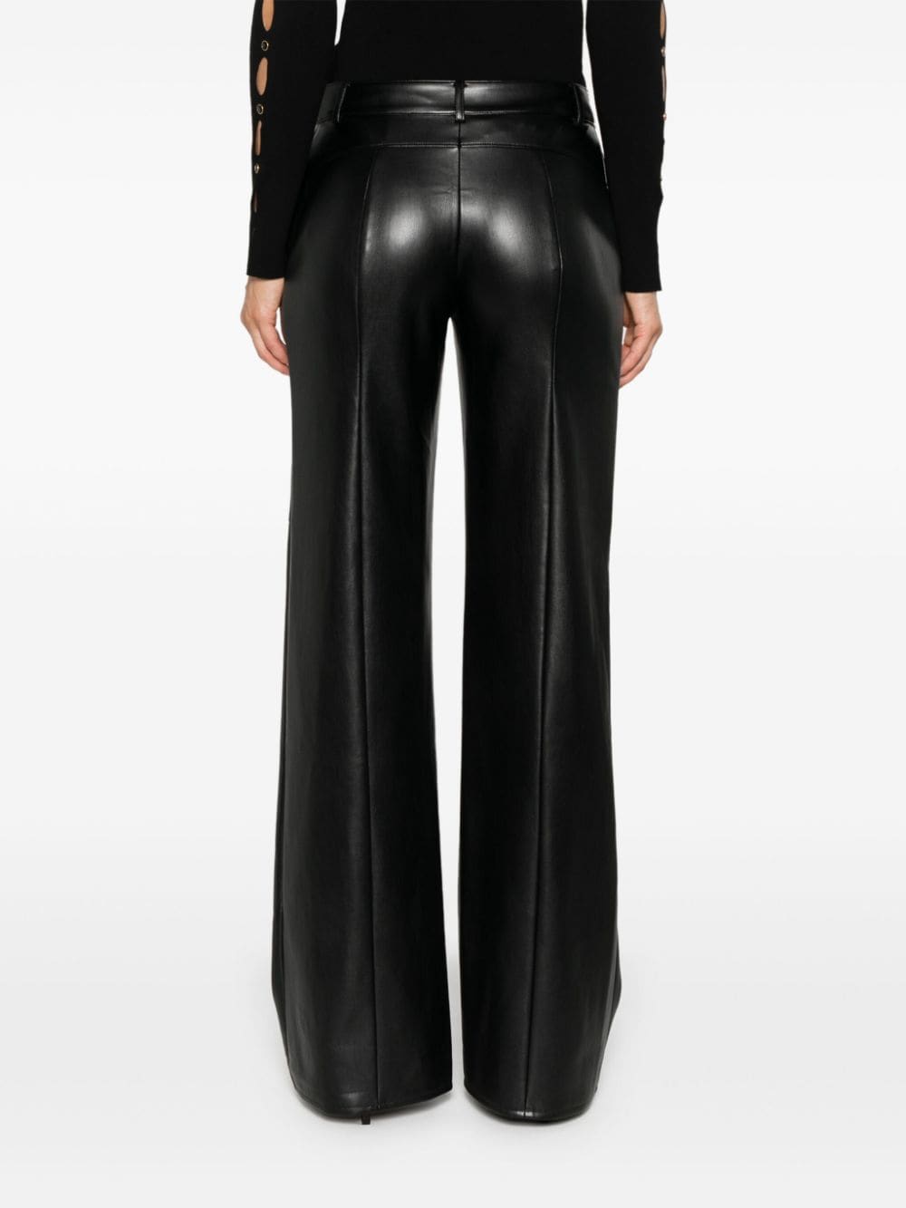 Shop Patrizia Pepe Faux-leather Flared Trousers In Black