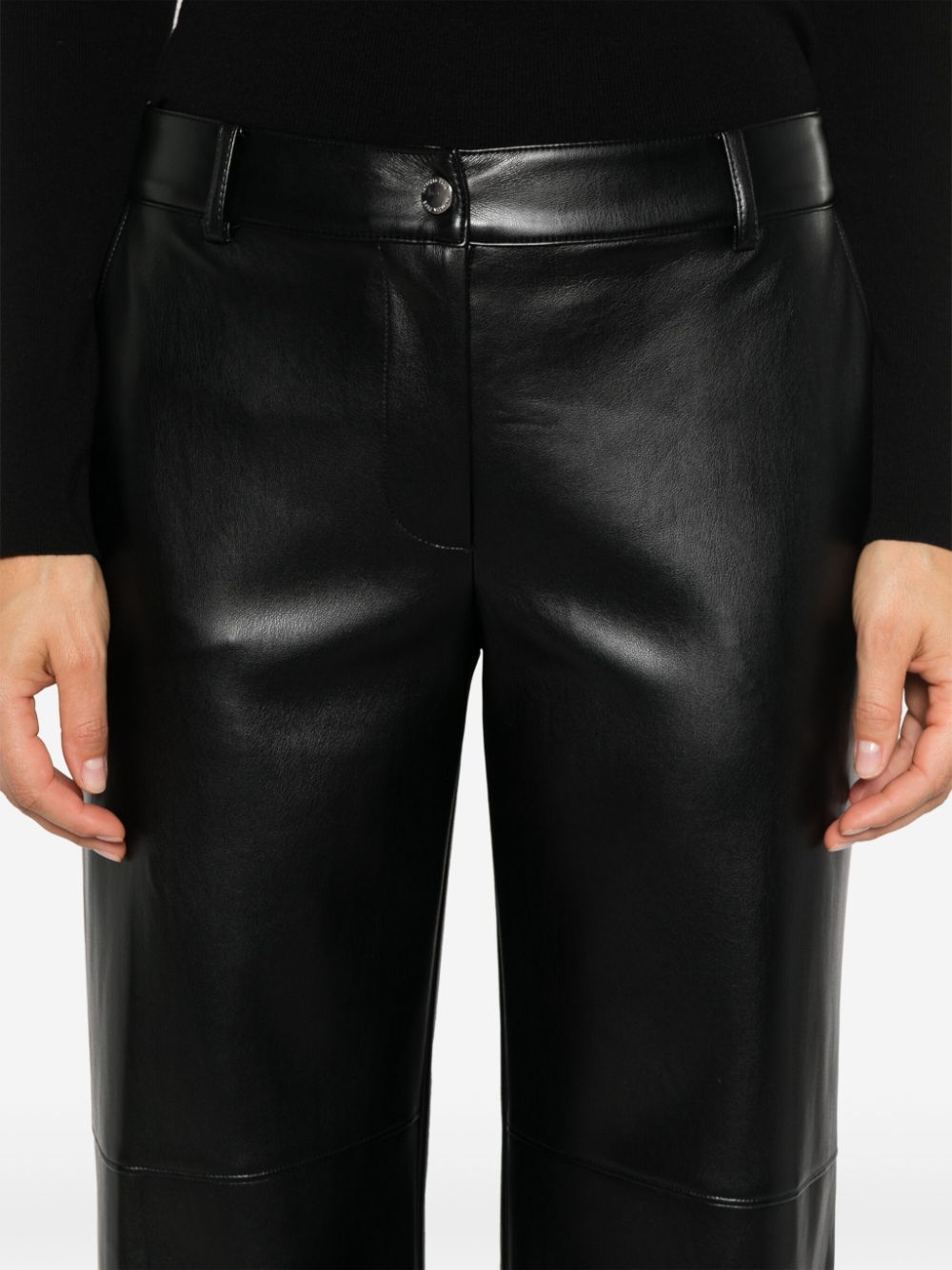 Shop Patrizia Pepe Faux-leather Flared Trousers In Black