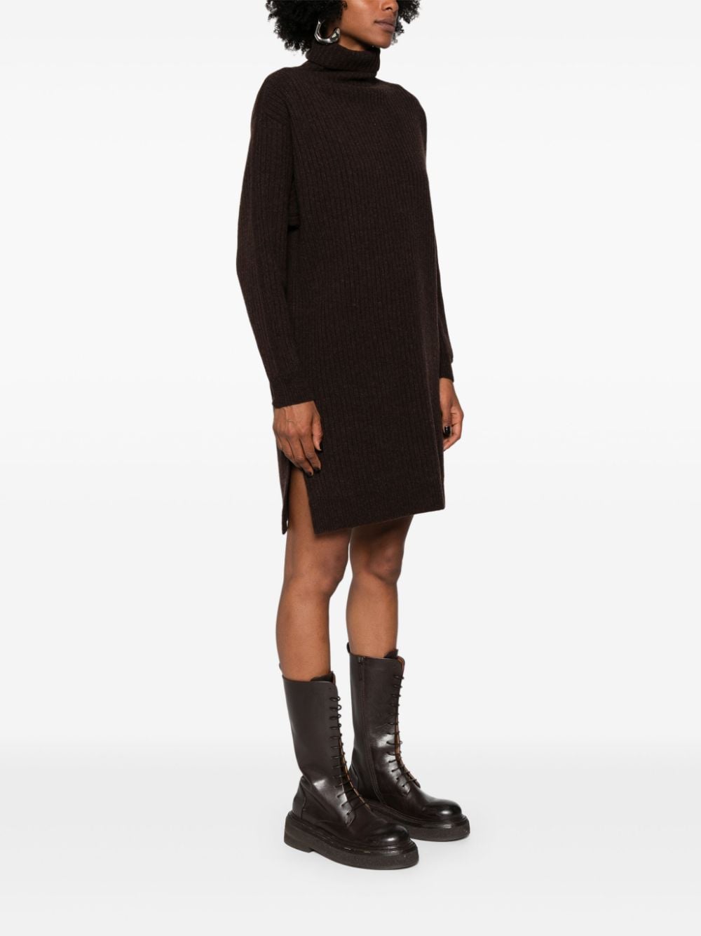 Shop Lemaire Chunky-knit Wool Midi Dress In Brown