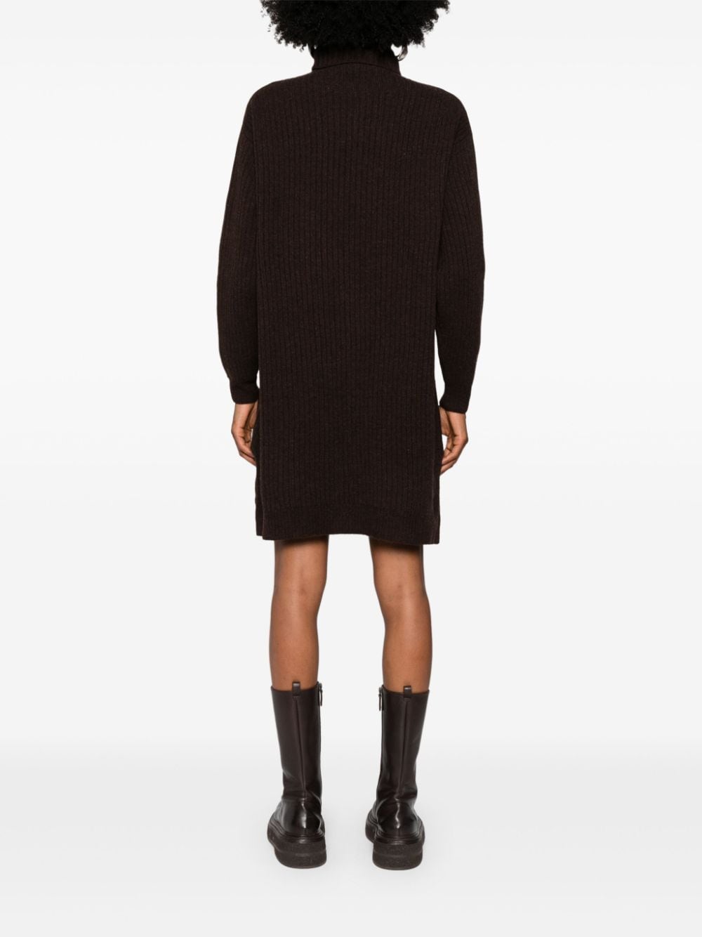 Shop Lemaire Chunky-knit Wool Midi Dress In Brown