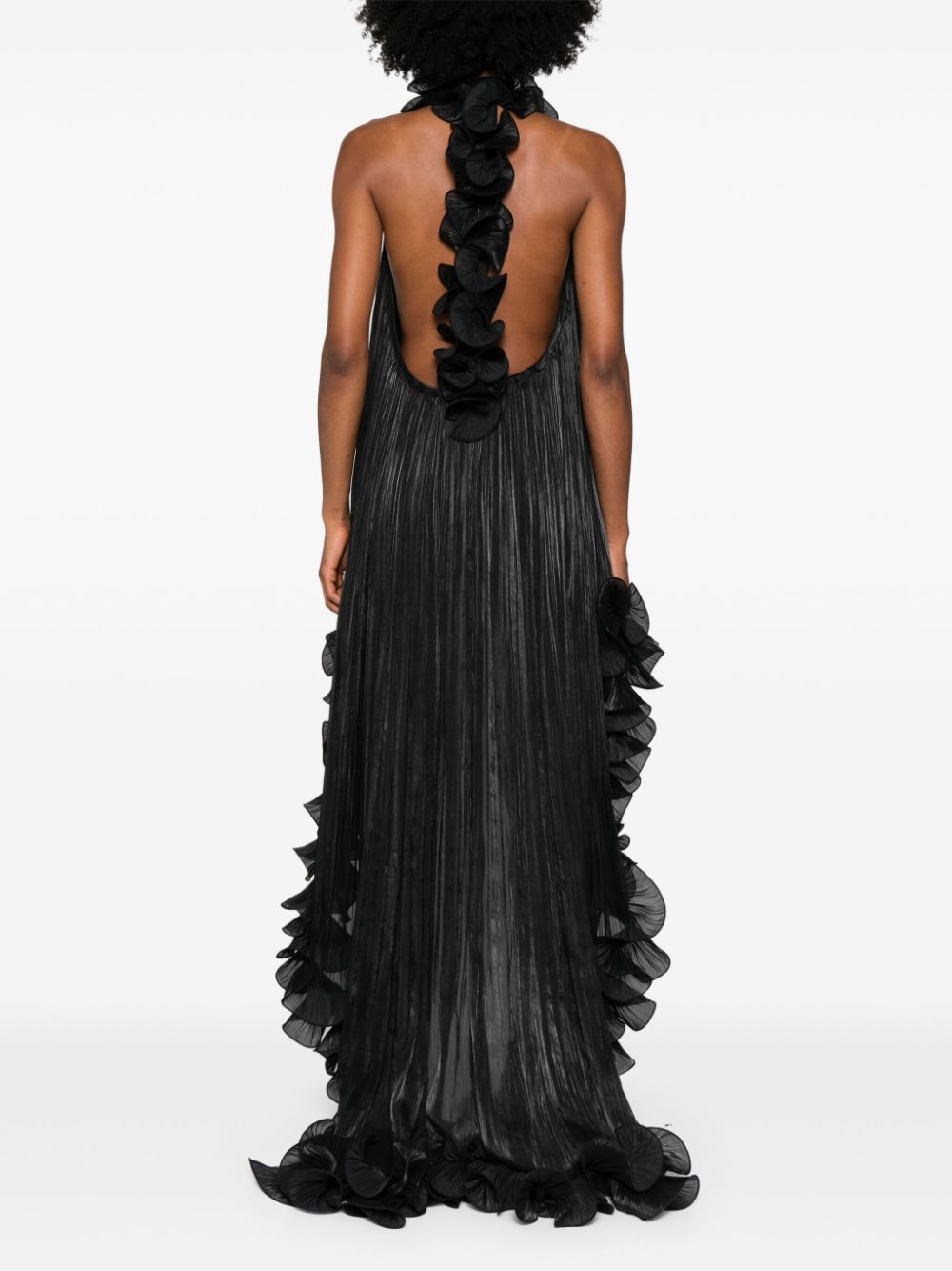 Shop Ana Radu Ruffled High-low Maxi Dress In Black