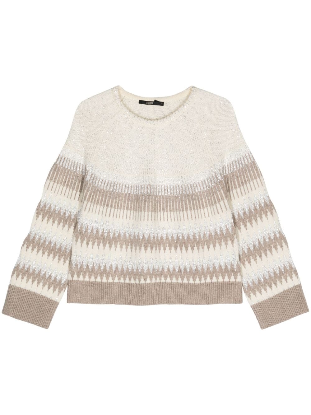 Seventy Sequin-embellished Wool Blend Jumper In Neutrals