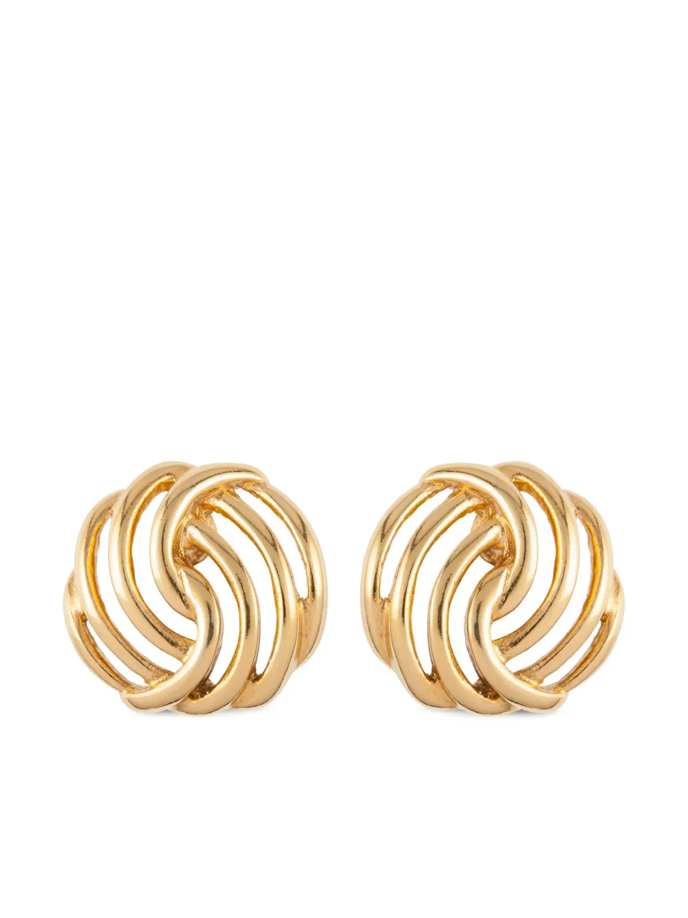 Pre-owned Susan Caplan Vintage 1980s Monet Clip-on Earrings In Gold