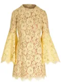 Michael Kors floral-lace bell-sleeve mini dress - Yellow