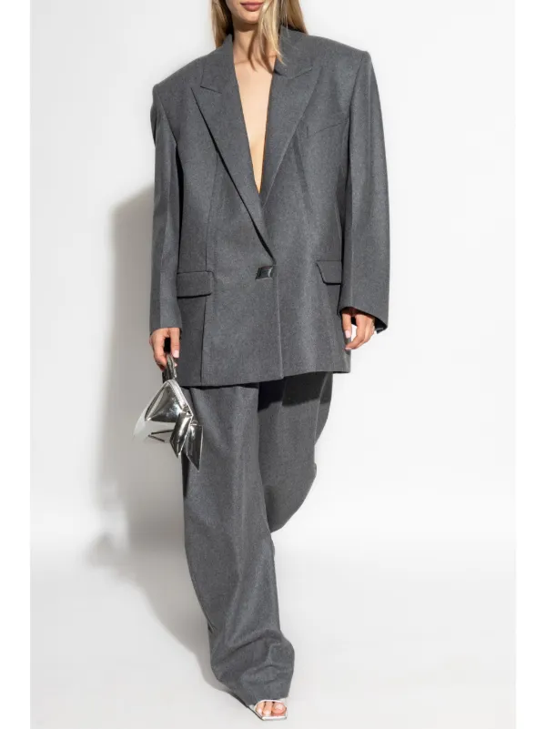 The Attico single-button wool-blend Blazer Grey FARFETCH IE