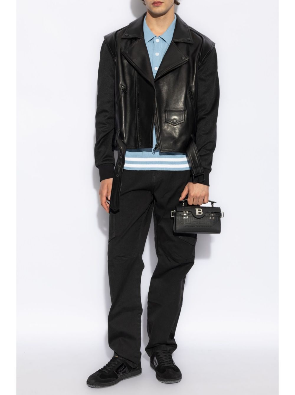 Balmain Belted leather jacket - Zwart