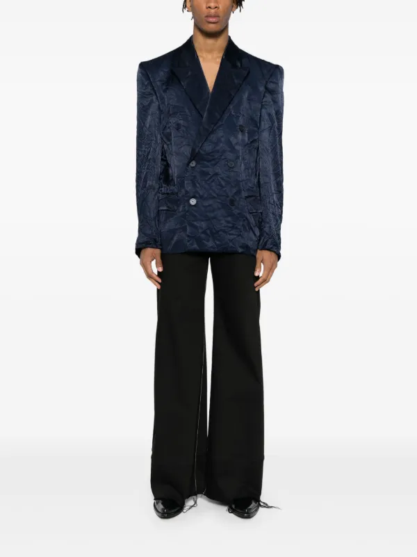 Balenciaga crinkle-effect double-breasted Blazer | Blue