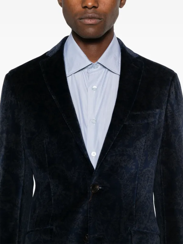 ETRO paisley-print Velvet Blazer | Blue | FARFETCH JO
