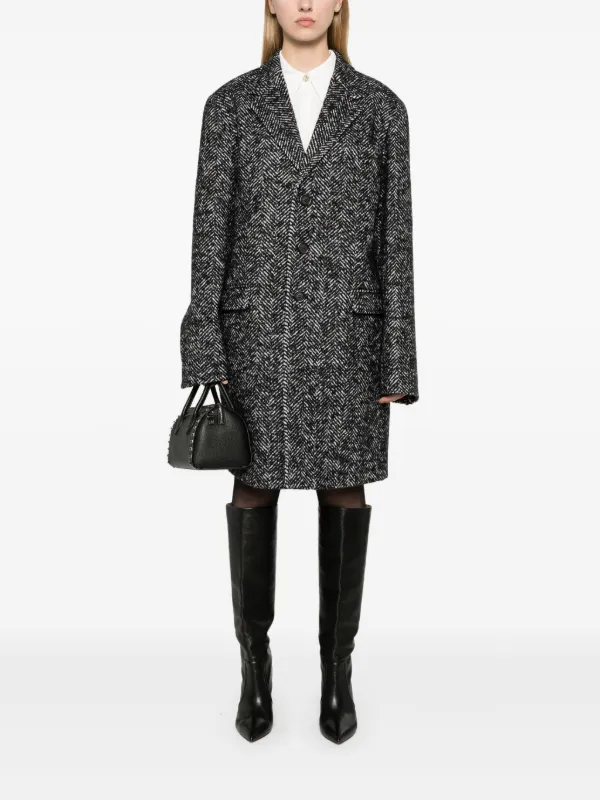 使い勝手の良い DSQUARED2 FARFETCH | Black | Coat Blend Wool Herringbone ジャケット・アウター