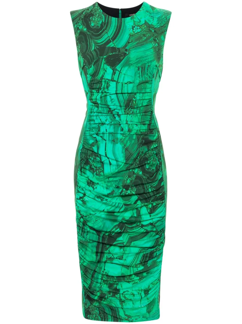 Roberto Cavalli Abstract-print Midi Dress In Green