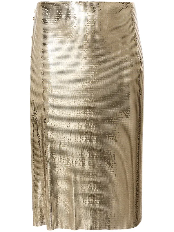 スカート Rabanne SS24 MIDI SKIRT (21PIJU195PS0133_P040) THE SILVER SPARKLE DISCS MIDI SKIRT | Rabanne