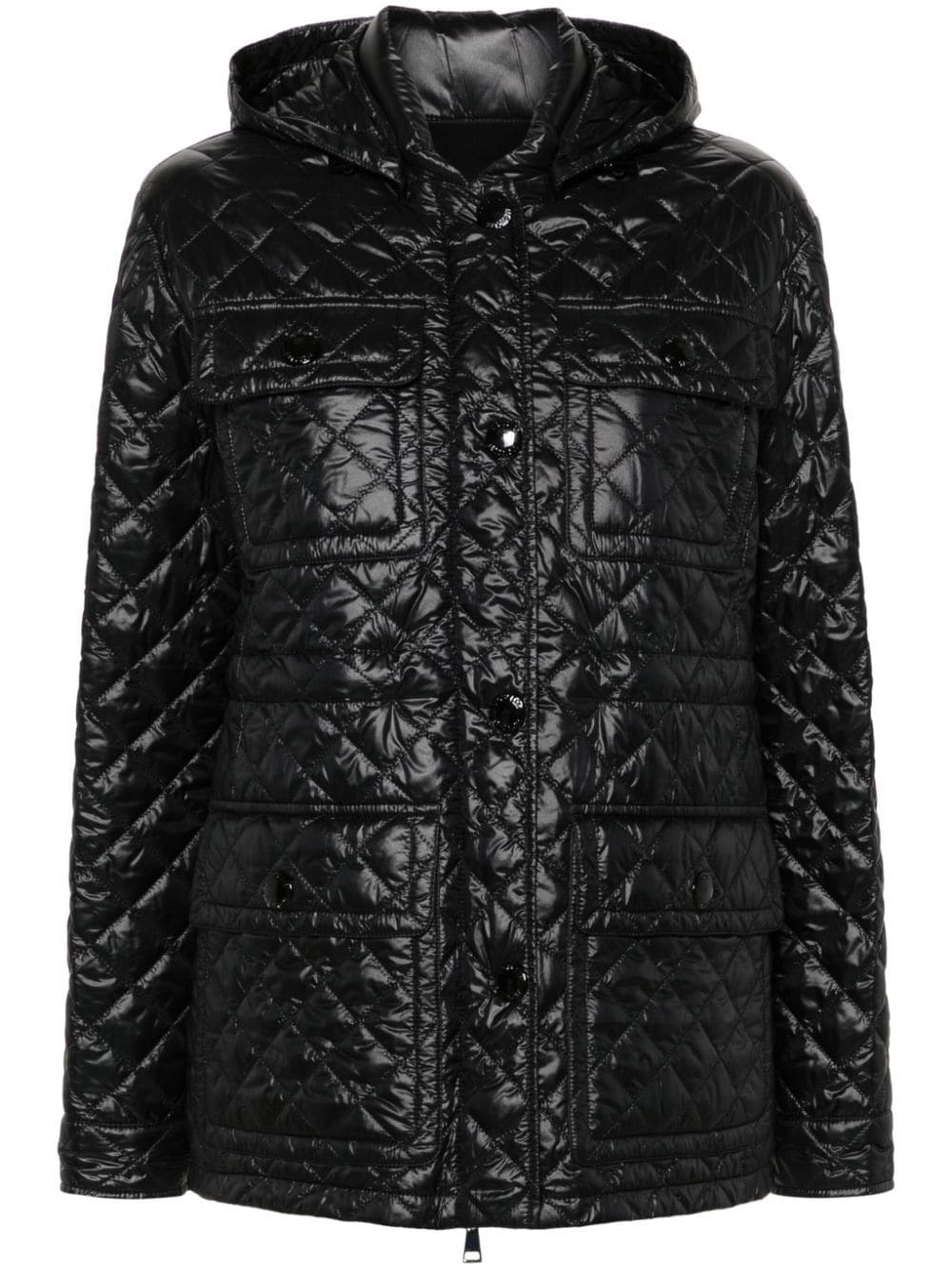 Shop Moncler Anett Diamond-quilted Jacket In Black