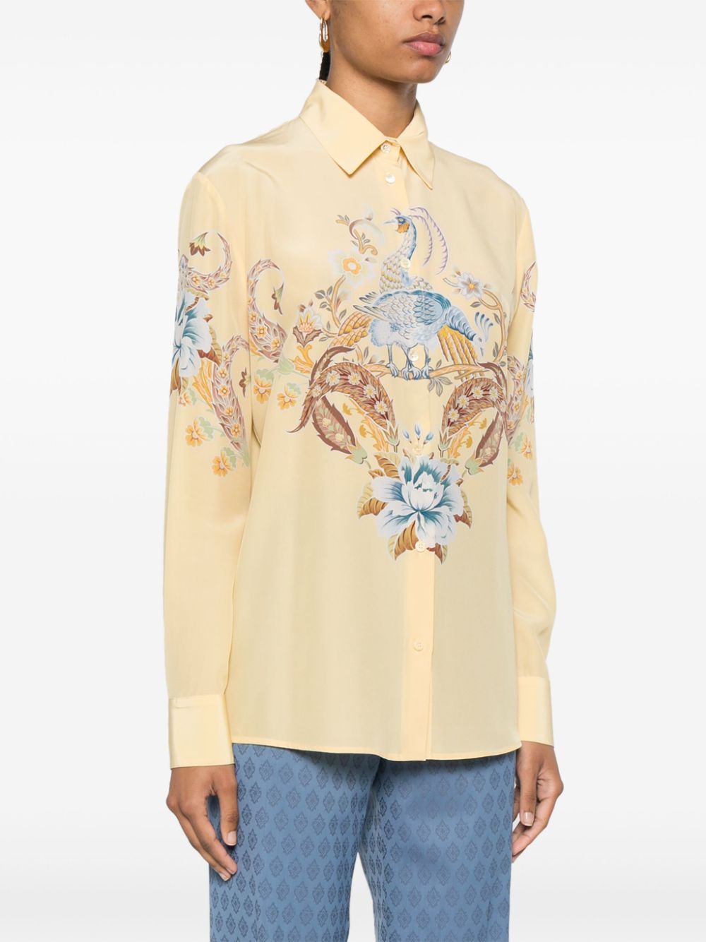 ETRO illustration-print silk shirt Women