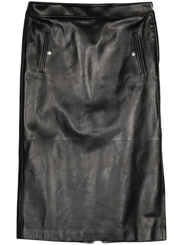 Alexander McQueen Low-rise Leather Skirt in Black