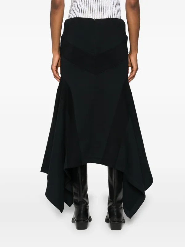 The Attico Asymmetric Cotton Midi Skirt | Black | FARFETCH
