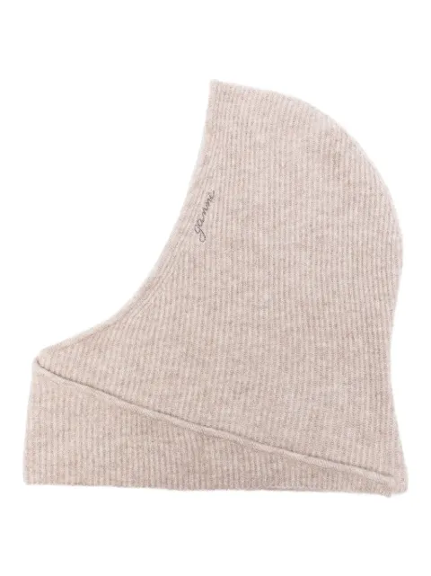 GANNI logo-embroidered ribbed balaclava