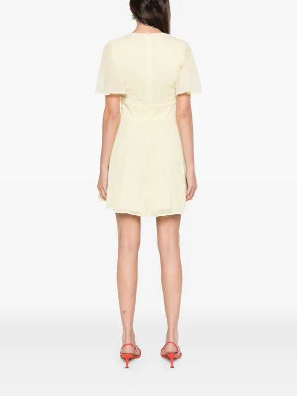 ROTATE BIRGER CHRISTENSEN V-neck Mini Dress | Yellow | FARFETCH UK