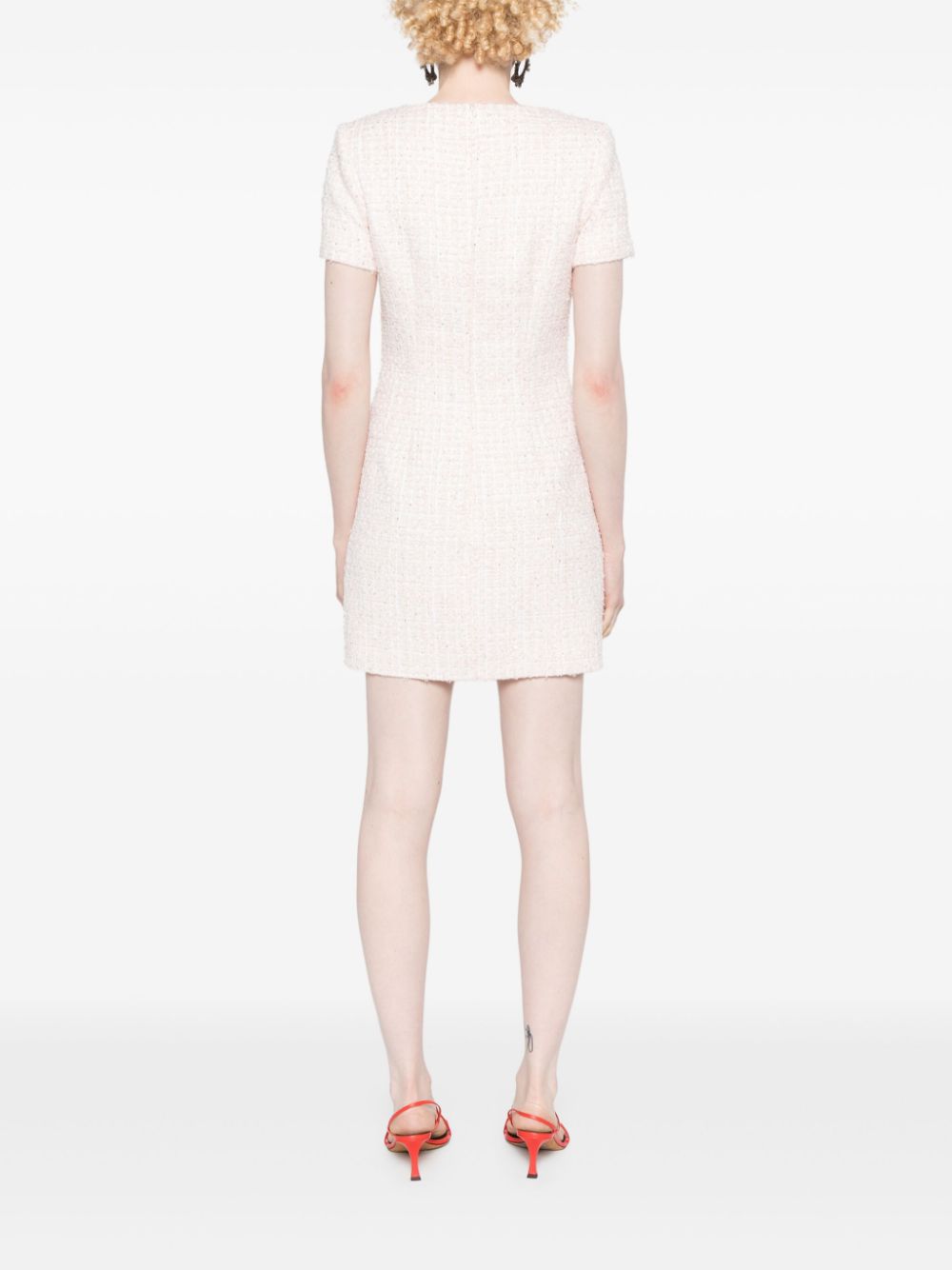 Shop Rotate Birger Christensen Bouclé Mini Dress In Pink