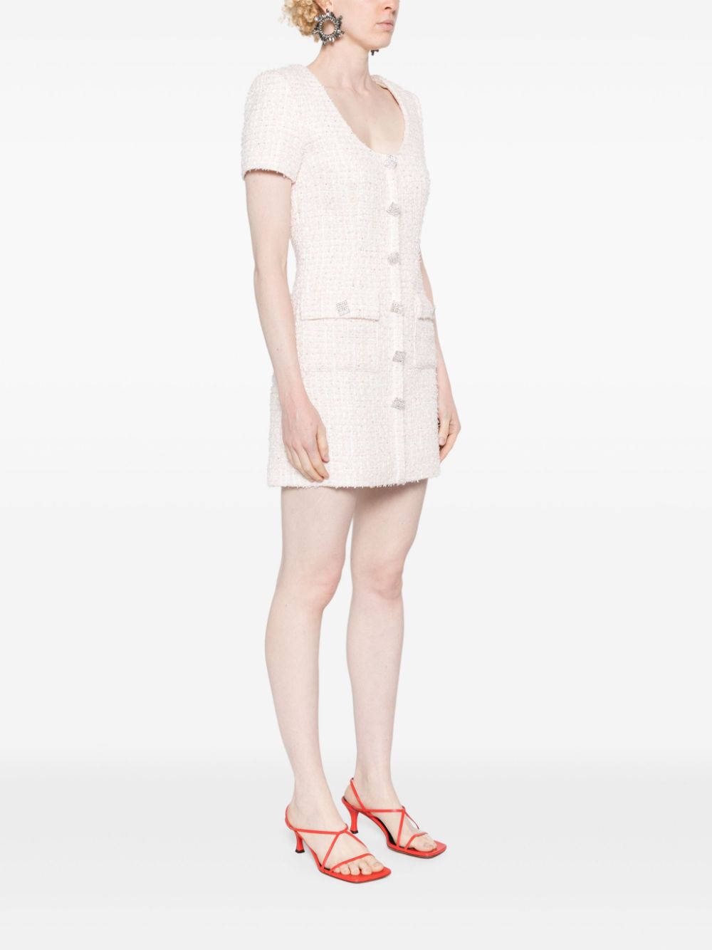 Shop Rotate Birger Christensen Bouclé Mini Dress In Pink