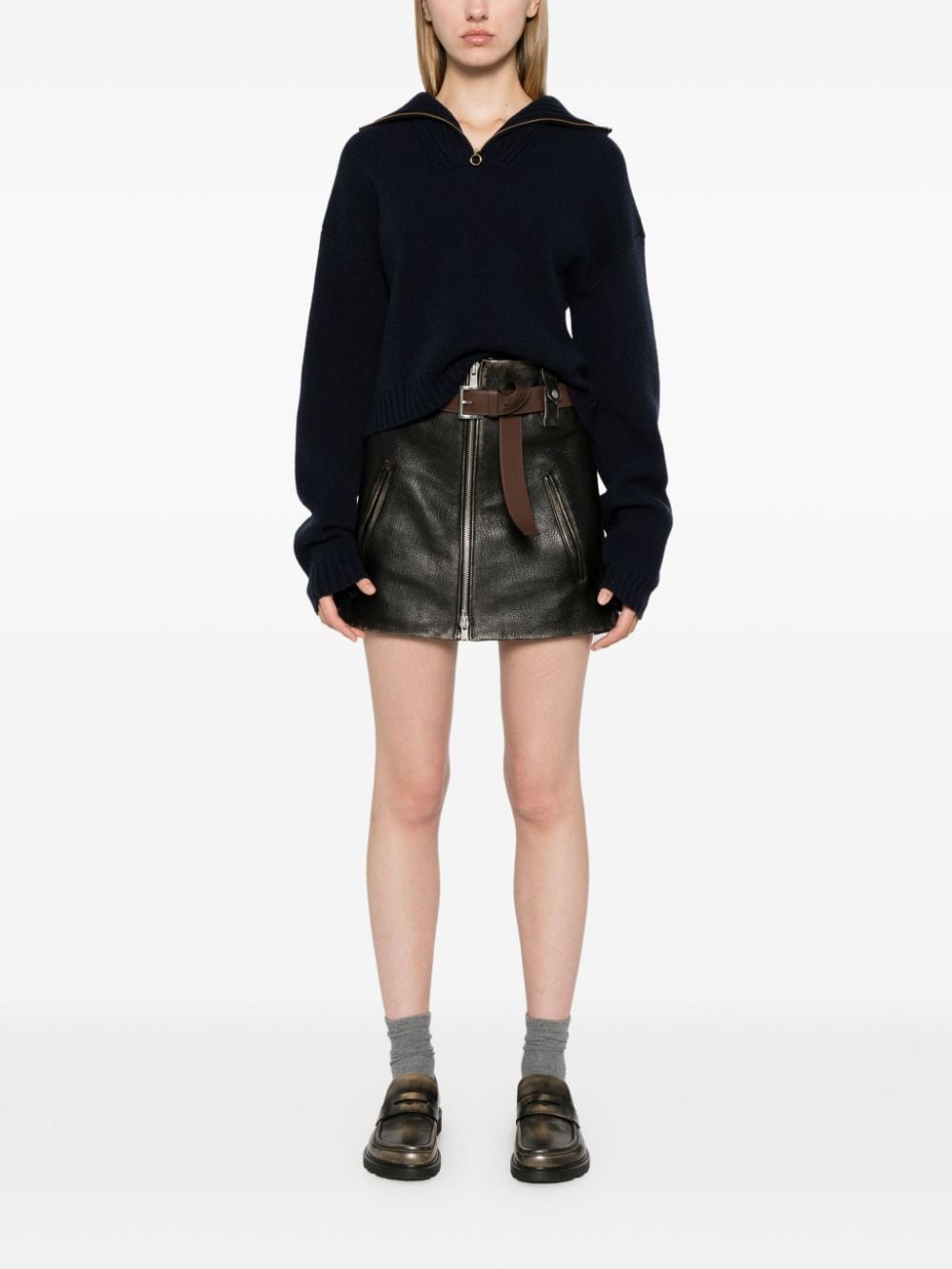 Prada leather mini skirt - Zwart