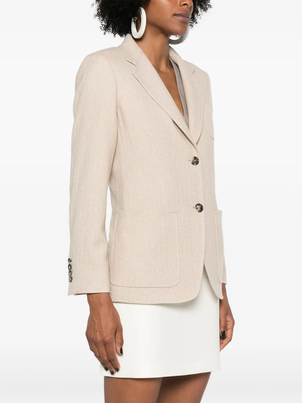 Shop Max Mara Carpi Single-breasted Blazer In Neutrals