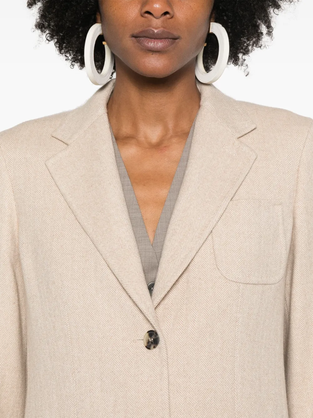 Shop Max Mara Carpi Single-breasted Blazer In Neutrals