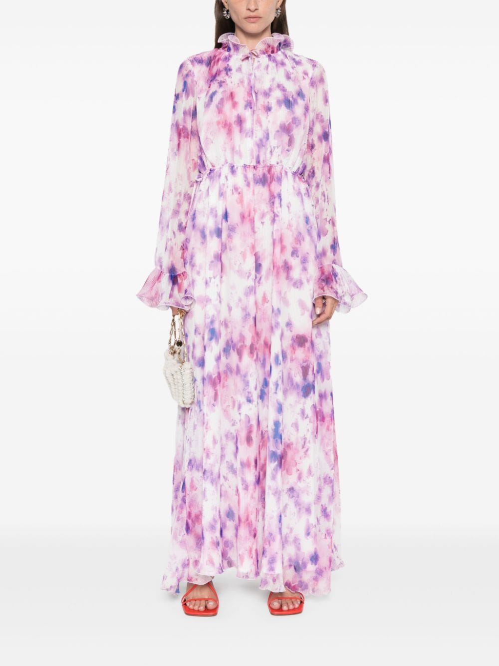 Shop Rotate Birger Christensen Chiffon Flowy Maxi Dress In Purple