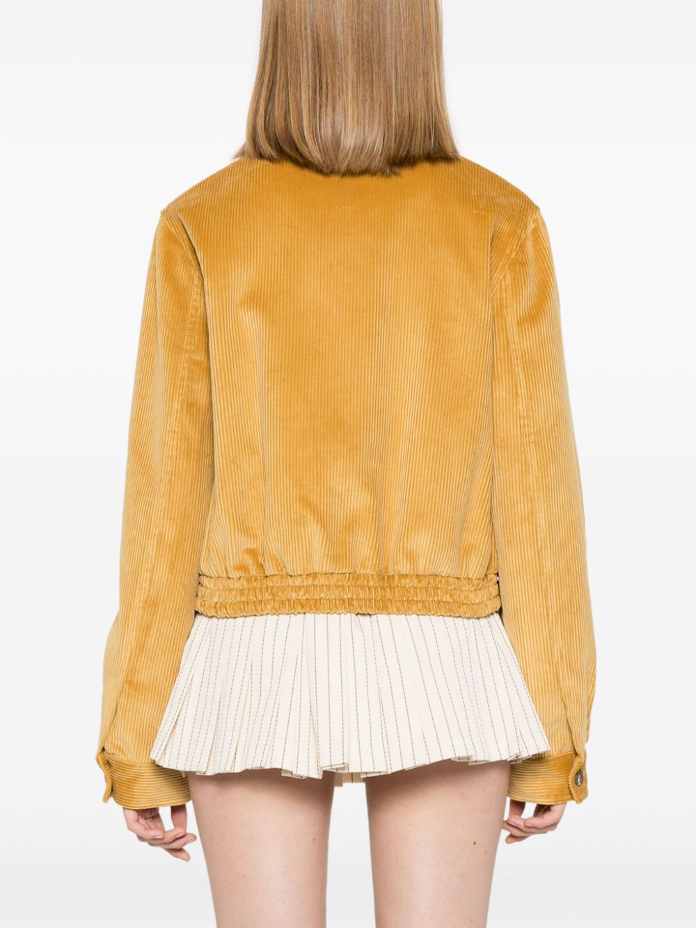 Miu Miu logo-applique corduroy bomber jacket Women