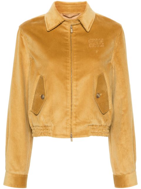 Miu Miu logo-applique corduroy bomber jacket Women