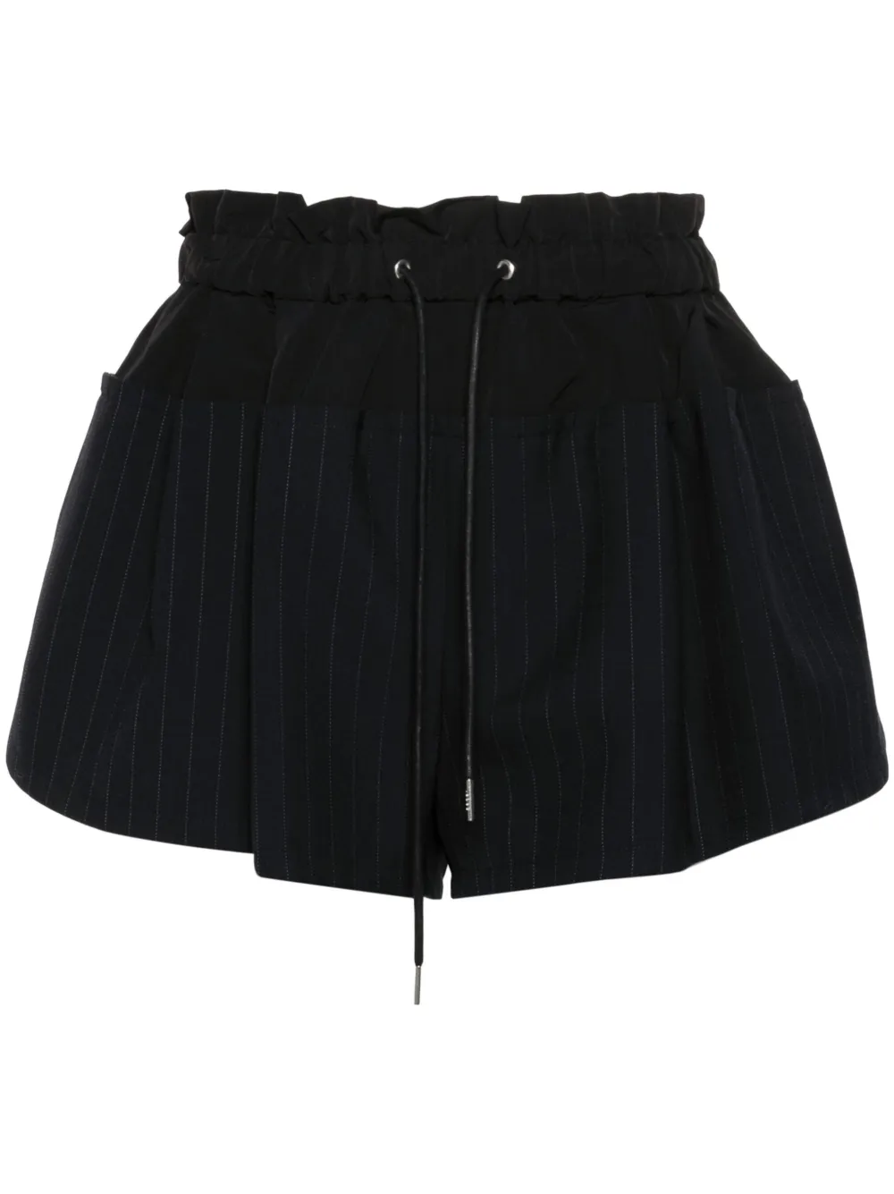 sacai pinstriped elasticated shorts – Black