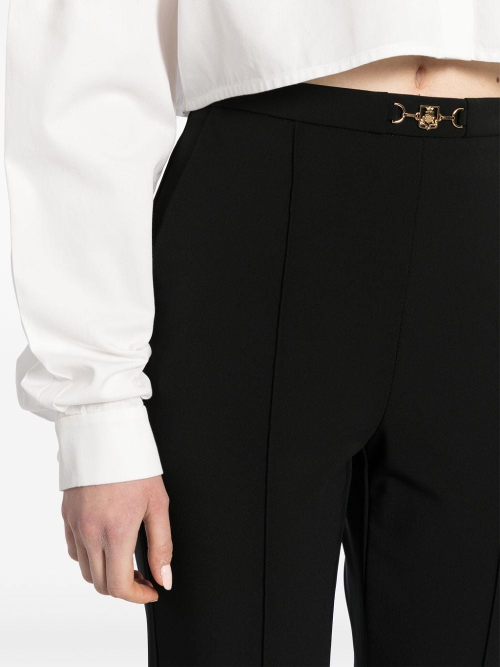 Shop Elisabetta Franchi Horsebit Technical Trousers In Nero