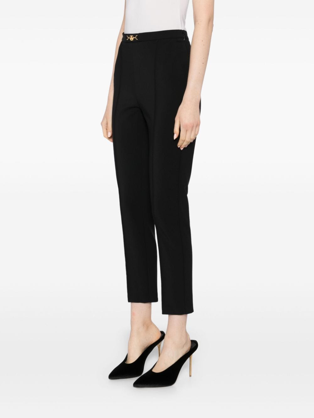 Shop Elisabetta Franchi Horsebit Technical Trousers In Nero