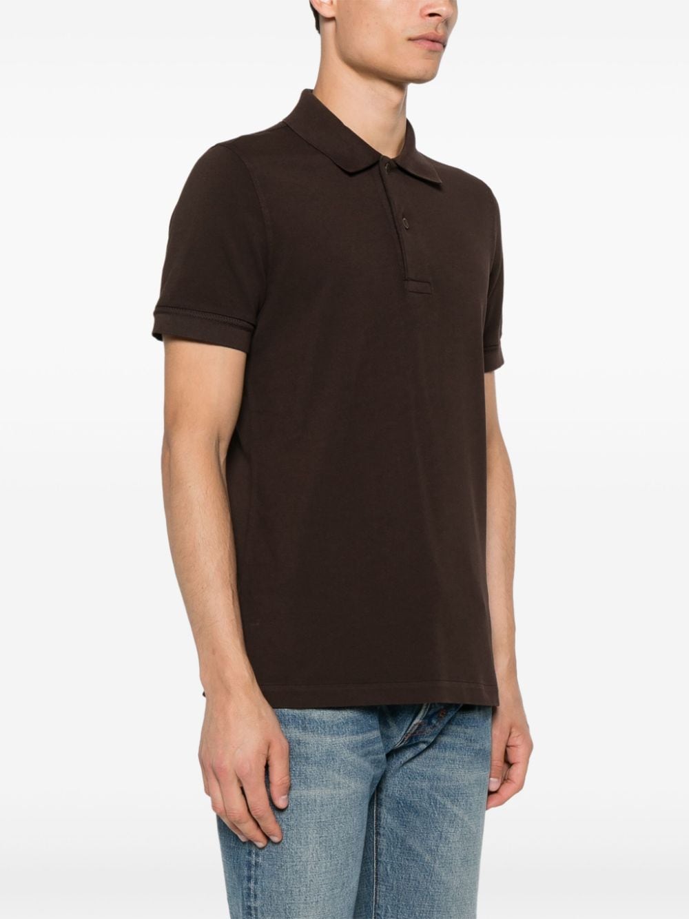 Shop Tom Ford Piqué Polo Shirt In Brown