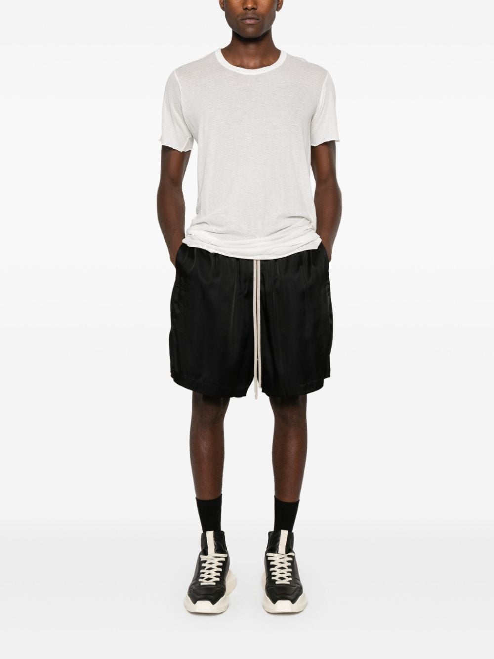 Shop Rick Owens Raw Cut-hem Cotton T-shirt In White