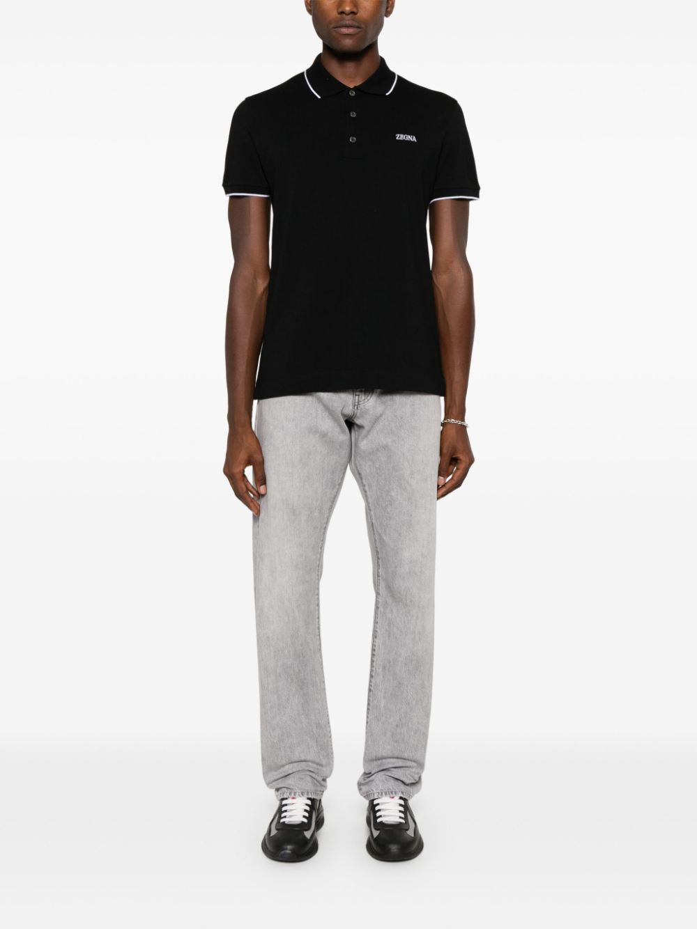 Zegna Katoenen poloshirt met geborduurd logo - Zwart