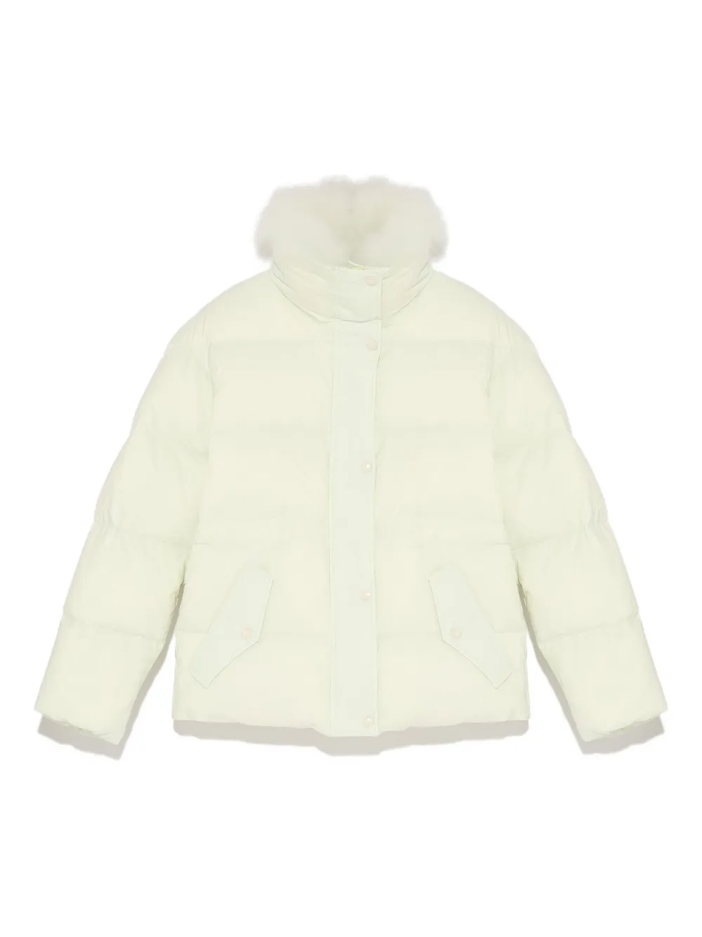 Yves Salomon leather-trim puffer jacket Groen