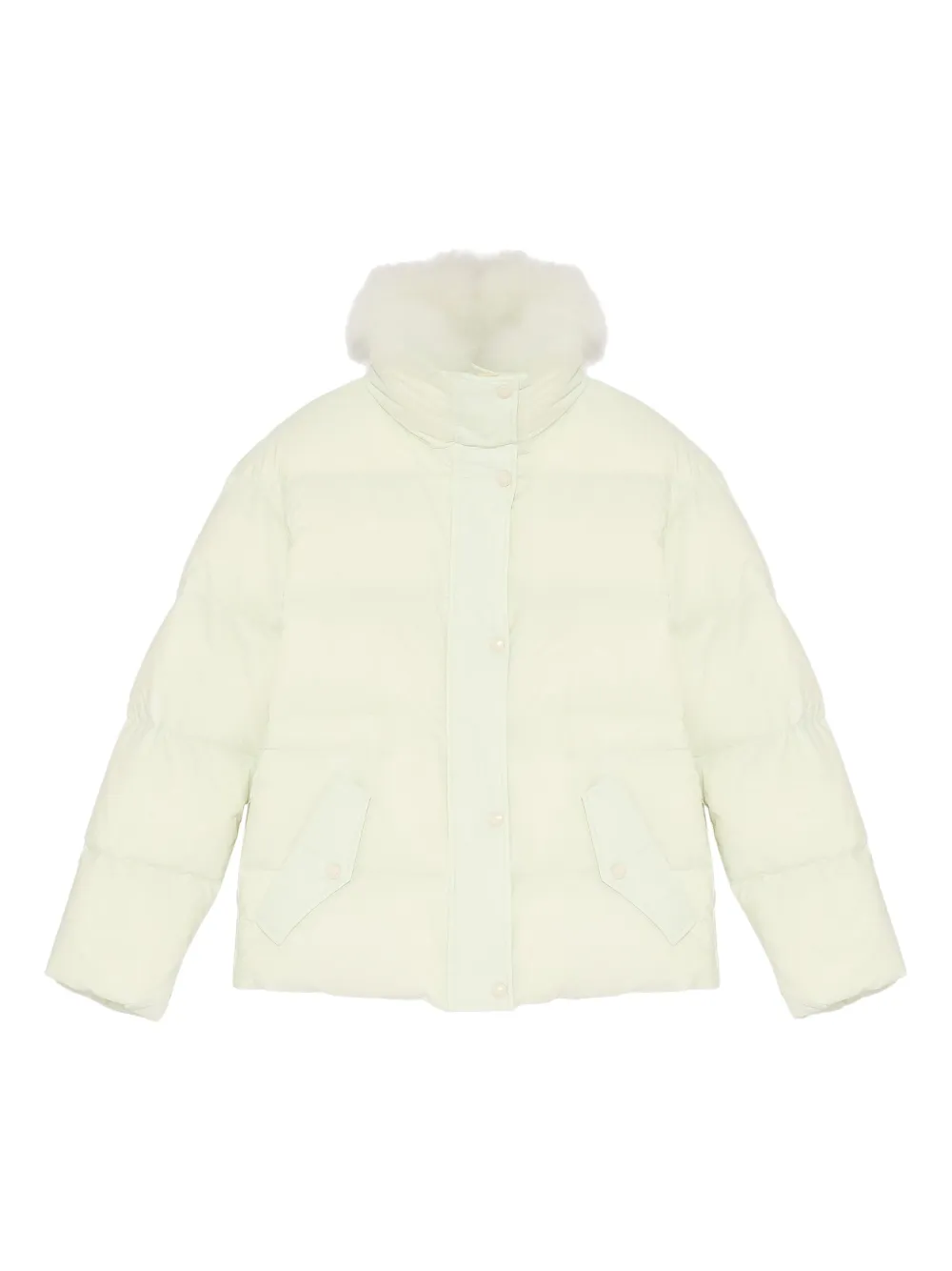 Yves Salomon leather-trim puffer jacket Groen