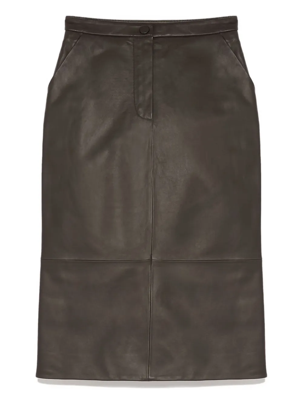 Yves Salomon Leather Midi Skirt In Brown