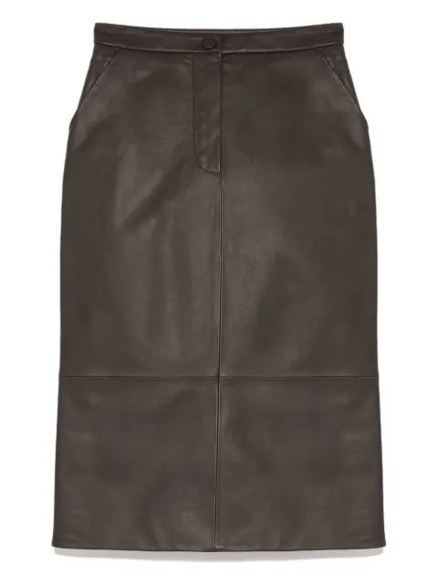 Yves Salomon leather midi skirt