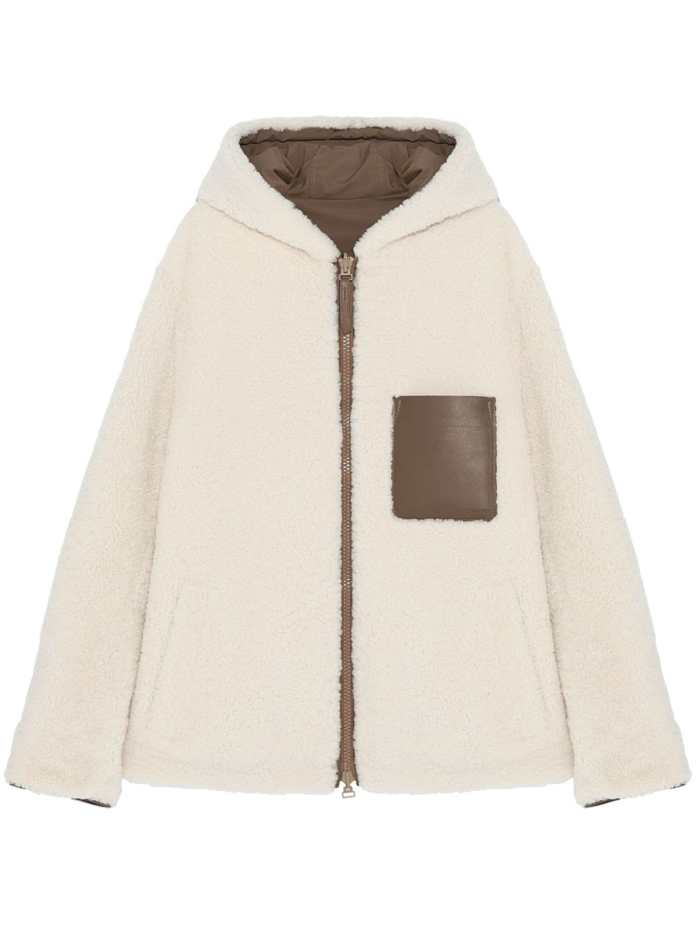 reversible shearling hooded jacket